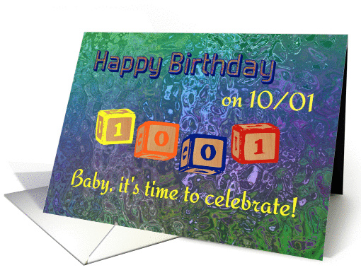 Happy Birthday 1001 Palindrome baby blocks card (873650)