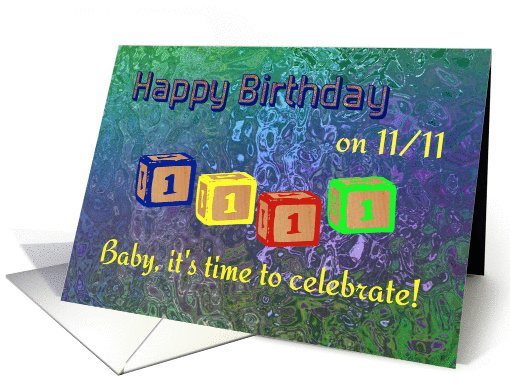 Happy Birthday 1111 Palindrome baby blocks card (873651)
