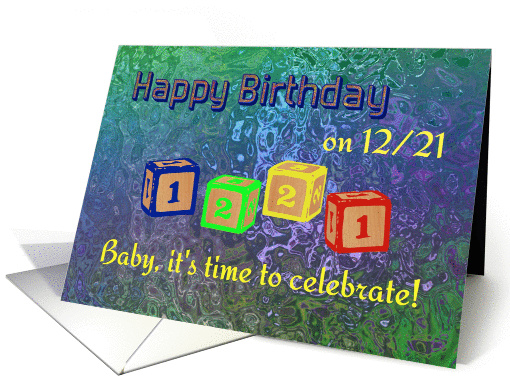 Happy Birthday 1221 Palindrome baby blocks card (873652)