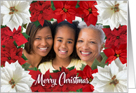 Merry Christmas Poinsettia Photo Card