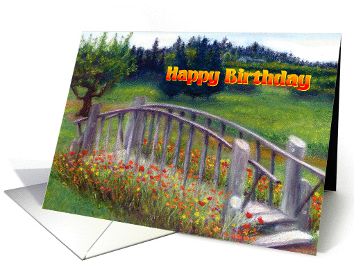 Happy Birthday Flowers & Footbridge on Ladybug Lane card (879608)