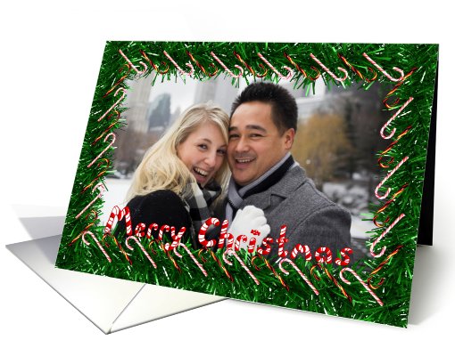 Merry Christmas Candy Cane and Garland Photo card (879846)