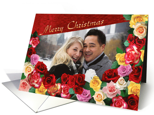 Merry Christmas Roses Photo card (885282)