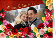 Merry Christmas Roses Photo Card