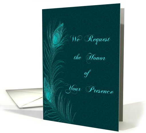 Peacock Feather Wedding Invitation in Teal card (908125)