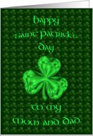 Happy St. Patricks Day Mom and Dad Bright Green Shamrock card