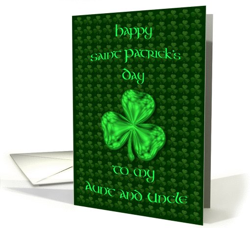 Happy St. Patricks Day Aunt and Uncle Bright Green Shamrock card