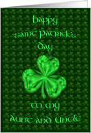 Happy St. Patricks Day Aunt and Uncle Bright Green Shamrock card