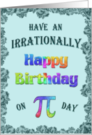 Happy Pi Day Birthday Multicolor and Teal card