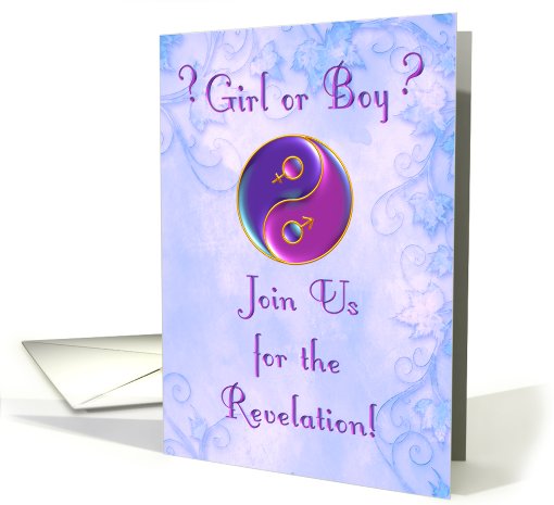 Baby Gender Reveal Party Invitation Yin-Yang in Purples card (910977)
