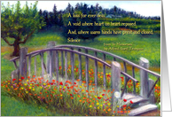 Flowers and Footbridge Pacific Northwest Nature Scene Condolences card