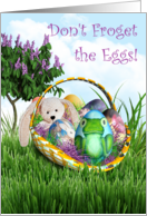 Easter Frog Egg in Easter Basket - Dont Froget the Eggs! card