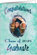 Congratulations Graduate Class of 2025 Photo Card in Greens & Blues card