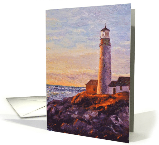 Lighthouse Sunrise by the Sea Blank Note card (935001)
