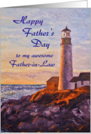 Lighthouse Happy Fathers Day Awesome Father-in-Law card