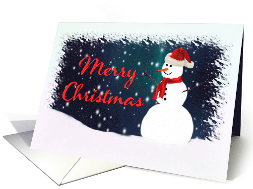 Merry Christmas Snowman Against a Starry Sky card (996815)