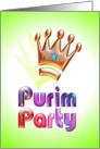 Purim Party Invitation פורים colorful crown and star of david card