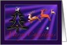 Flying Christmas Reindeers Mystical fantasy Merry Christmas card