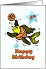 Happy 6th Birthday, Fish playing Basketball card