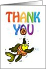 Thank You Fish playing Basketball fun cute funny cartoon card