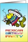 Mexican Birthday Party Invitation, cute Mexican fish card