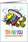 Thank You Coach Assistant, Cute funny cartoon Mexican Fish card