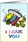 I love you Cute funny Mexican Fish sparky cartoon card