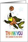 Thank You for Coming to my Party Fish playing Basketball funny cartoon card