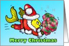 Merry Christmas Santa Clause Fish Funny cute fun cartoon for kids card