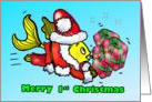 Baby’s 1st Christmas Santa Clause Fish Funny cute fun cartoon Card