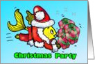 Christmas Party INVITATION gift wrapping party fun Santa Claus Fish card