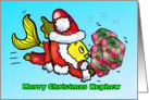 Merry Christmas Nephew Santa Claus Fish funny cute fun cartoon card