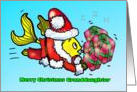 Merry Christmas granddaughter Santa Claus Fish funny cute fun card