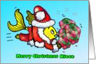 Merry Christmas Niece Santa Claus Fish funny cute fun card