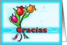 Gracias Spanish Thank you fun Colourful flowers cartoon card