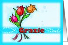 Grazie Mille Italian Thank you fun colourful flowers drawing card