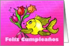 Feliz Cumpleaos Felicidades Spanish fun Birthday wishes flowers fish card