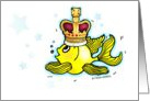 Royal Fish ~ Cute lucky little yellow goldfish wearing a crown card