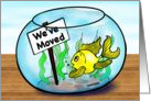 We’ve MOVED funny goldfish in aquarium cartoon card