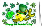 Happy St. Patrick’s Day, Goldfish with Green Shamrocks card