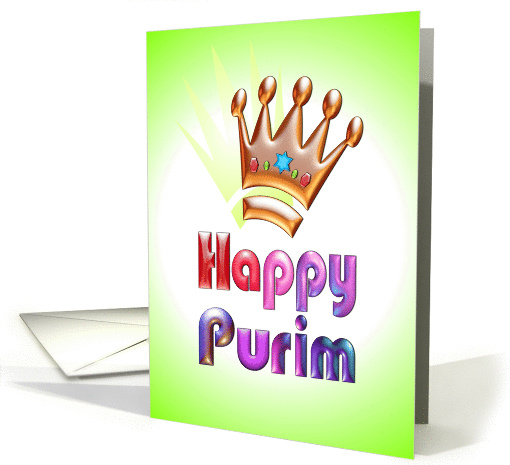 Happy Purim fun colorful 3d-like greeting with crown and... (1037887)
