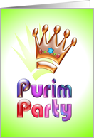 Purim Party Invitation פורים colorful crown and star of david card