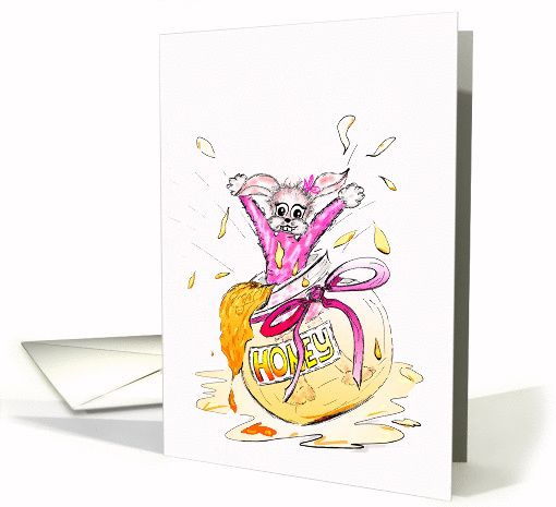 Spanish Happy Birthday Honey Bunny fun cute cartoon card (1063135)