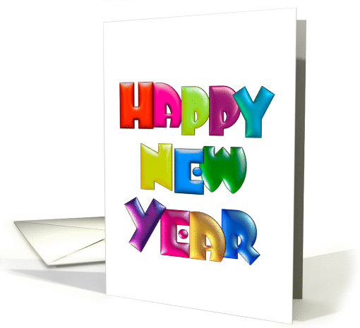 Happy New Year fun colorful 3d-like greeting for kids card (1200880)