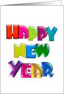 Happy New Year fun colorful 3d-like greeting for kids card