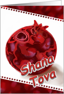 Shana Tova Red Pomegranate Hebrew Jewish New Year fun Shanah card