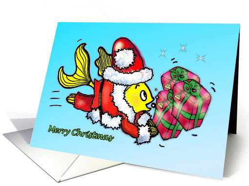 Santa Clause Fish - funny cute Christmas comics card (880833)