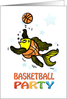 Birthday Party fun Invitation with Fish playing Basketball for Kids card