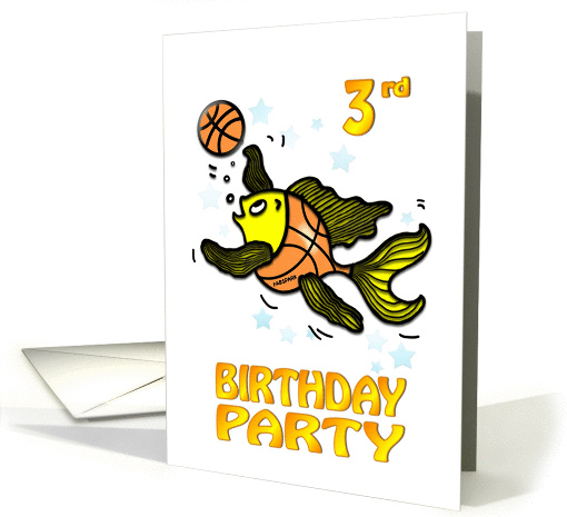 3rd Birthday Party Invitation, cute funny Fish playing... (883265)