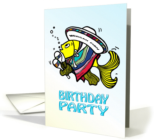 Birthday Party Invitation, cute Mexican fish card (884678)
